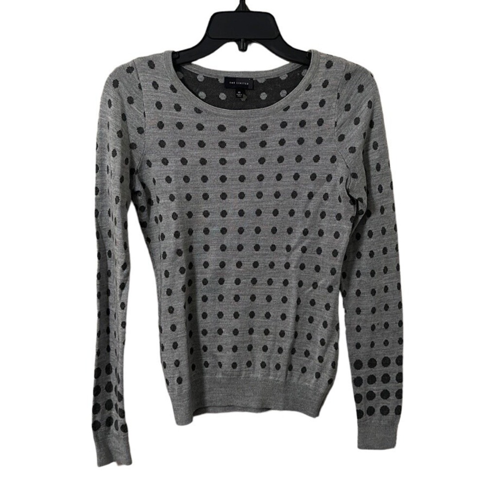The Limited Women's Gray Polkadot Round Neck Sweater Size XS - Picture 1 of 4